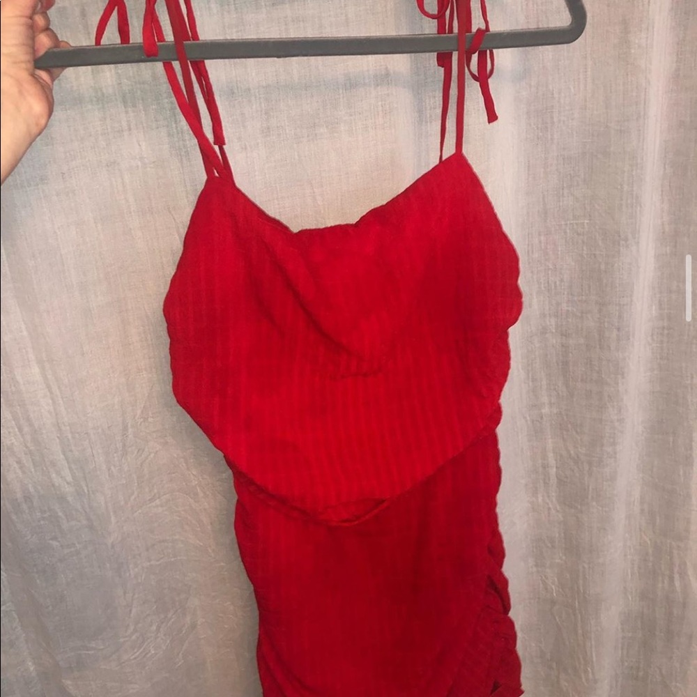 Lovers+Friends ruched dress with tie straps
